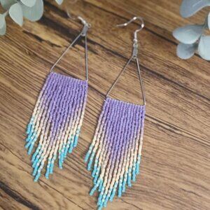 Handmade indigenous beadwork - fringe earrings